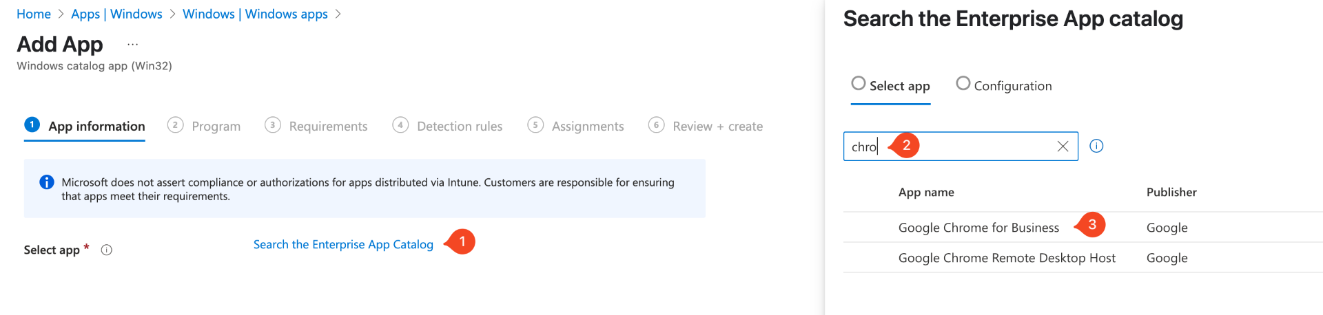 Search app in the Catalog