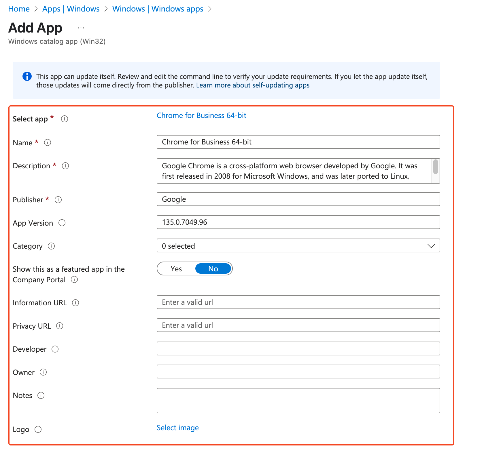 Add an app wizard