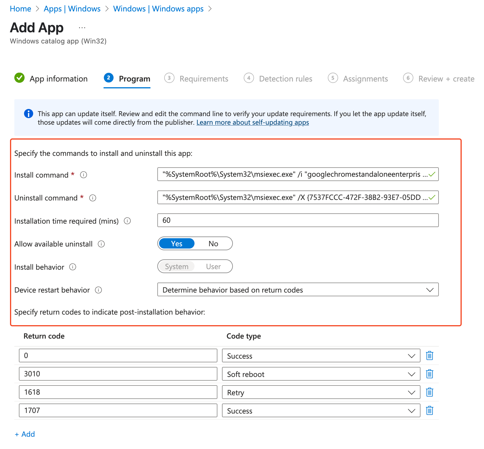 Add an app wizard - Program