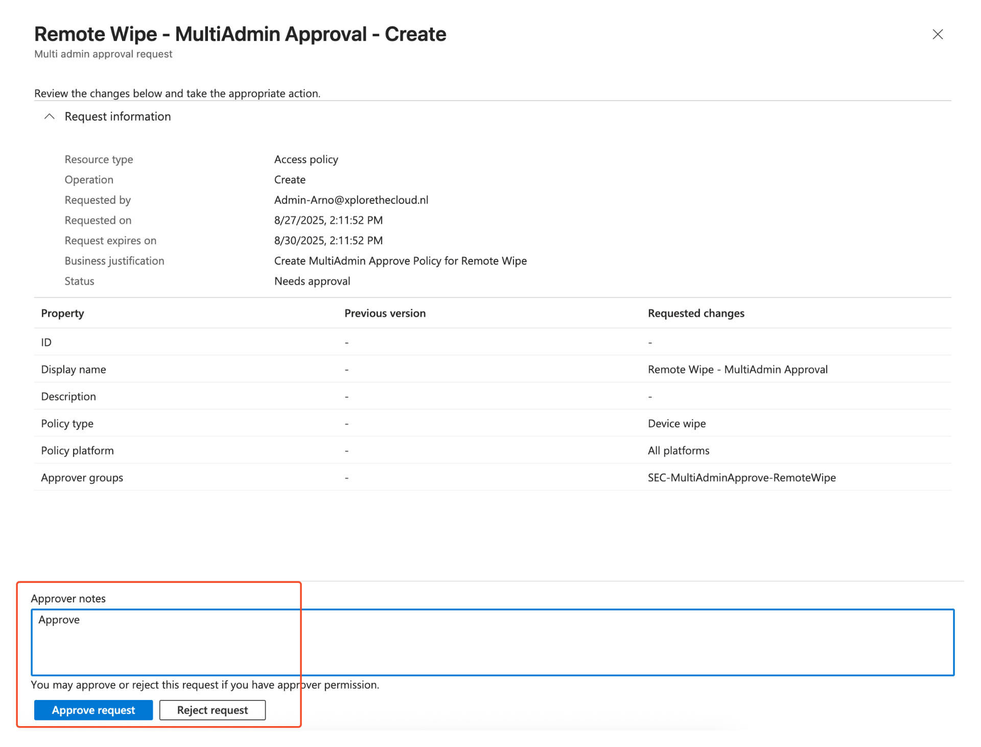 MAA Policy Create Approval