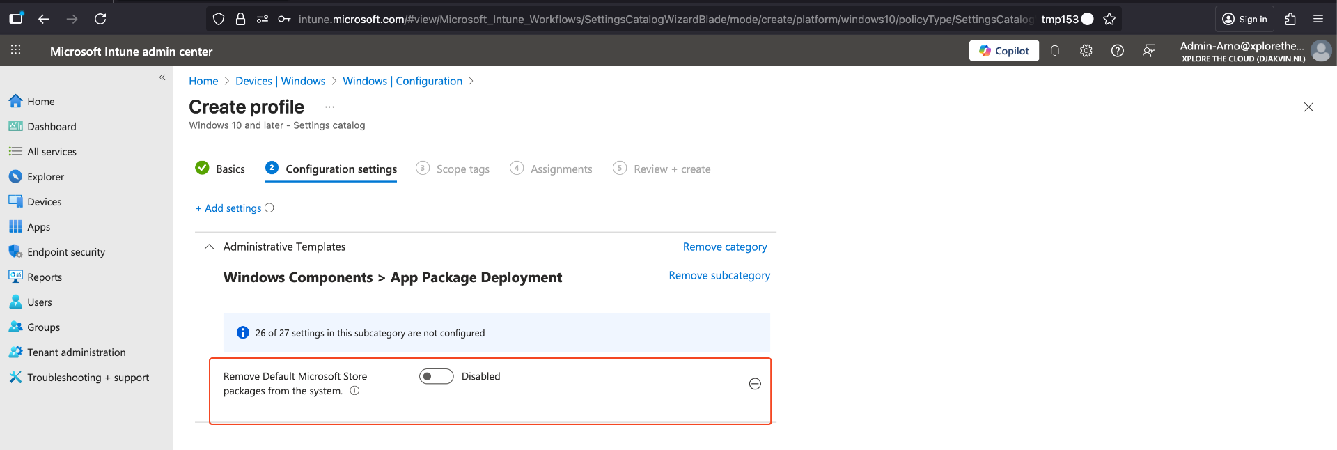 Remove Default Microsoft Store packages