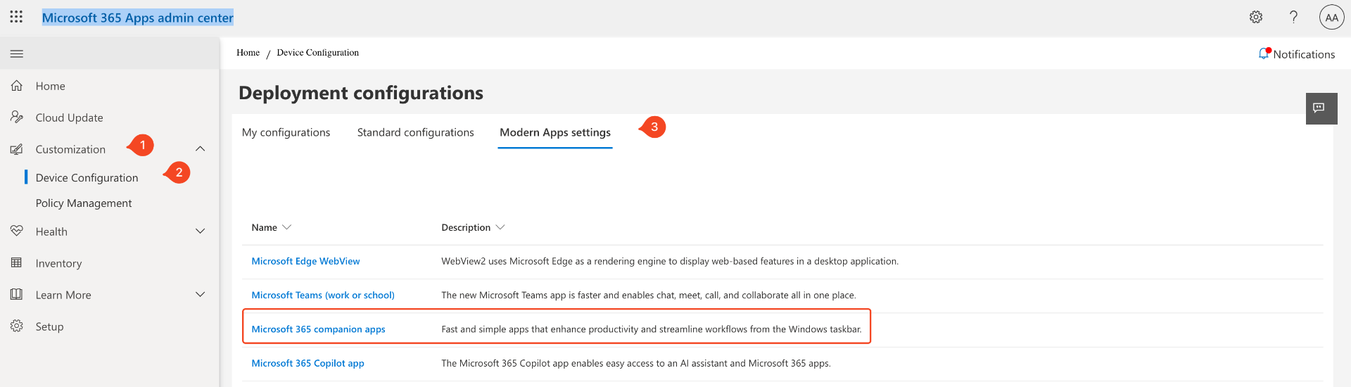 M365 Apps Admin Center