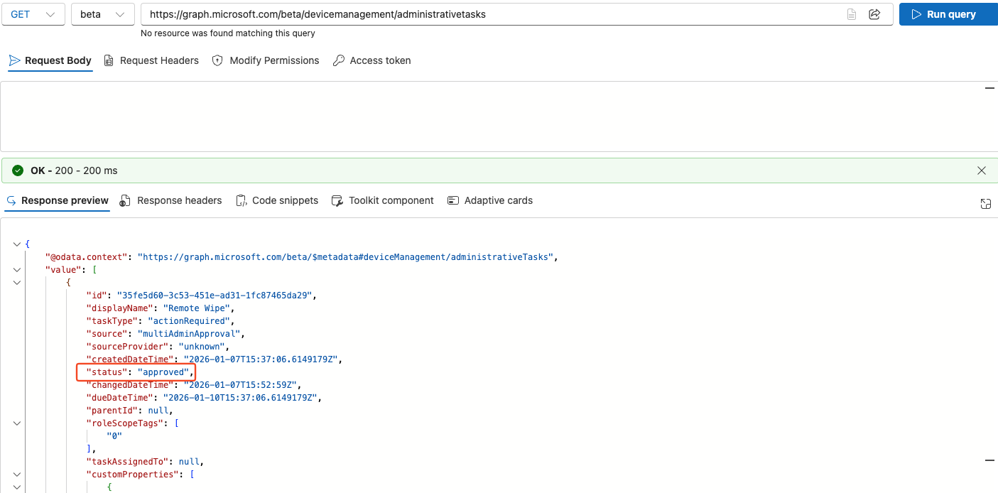 Query with status Approved