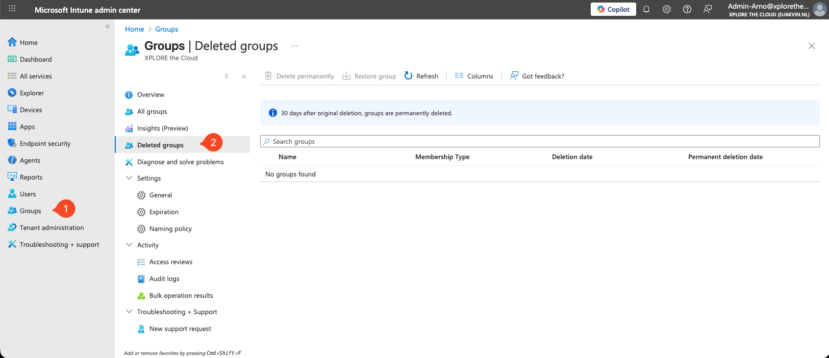 Deleted Groups  Overview