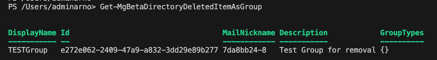 Get-MgBetaDirectoryDeletedItemAsGroup command