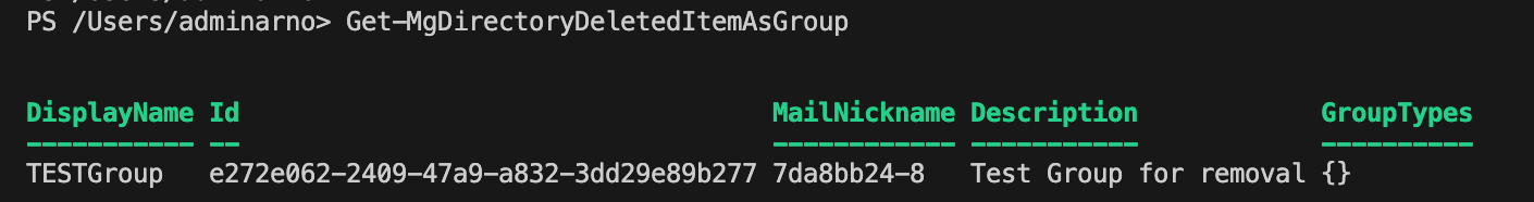 Get-MgDirectoryDeletedItemAsGroup