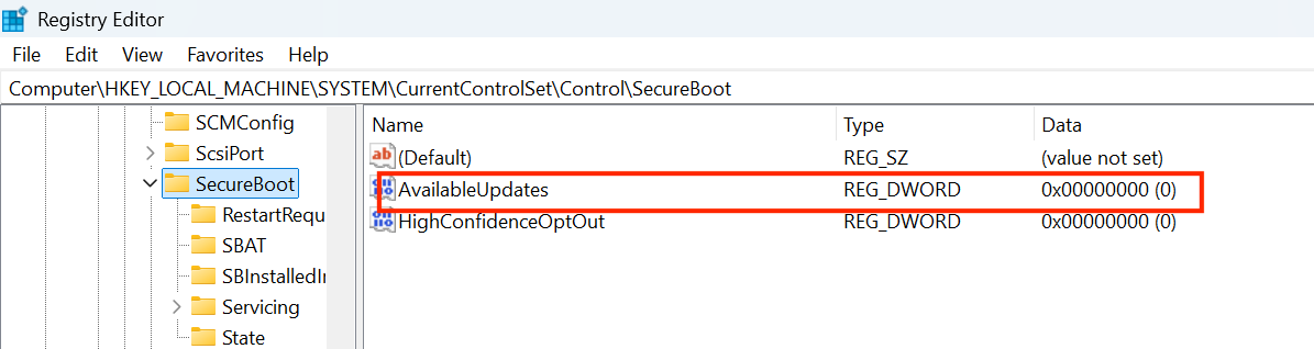 Register keys before update