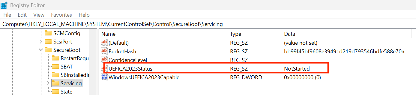 Register keys before update
