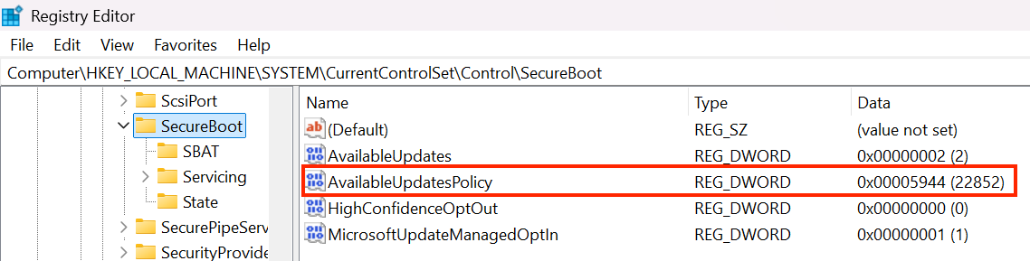 Register keys after update