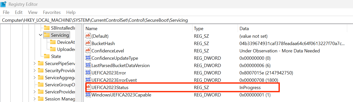 Register keys after update
