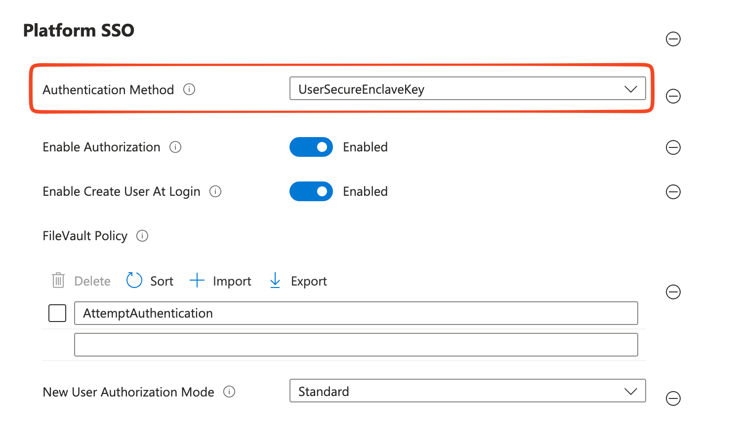 UserSecureEnclave Setting