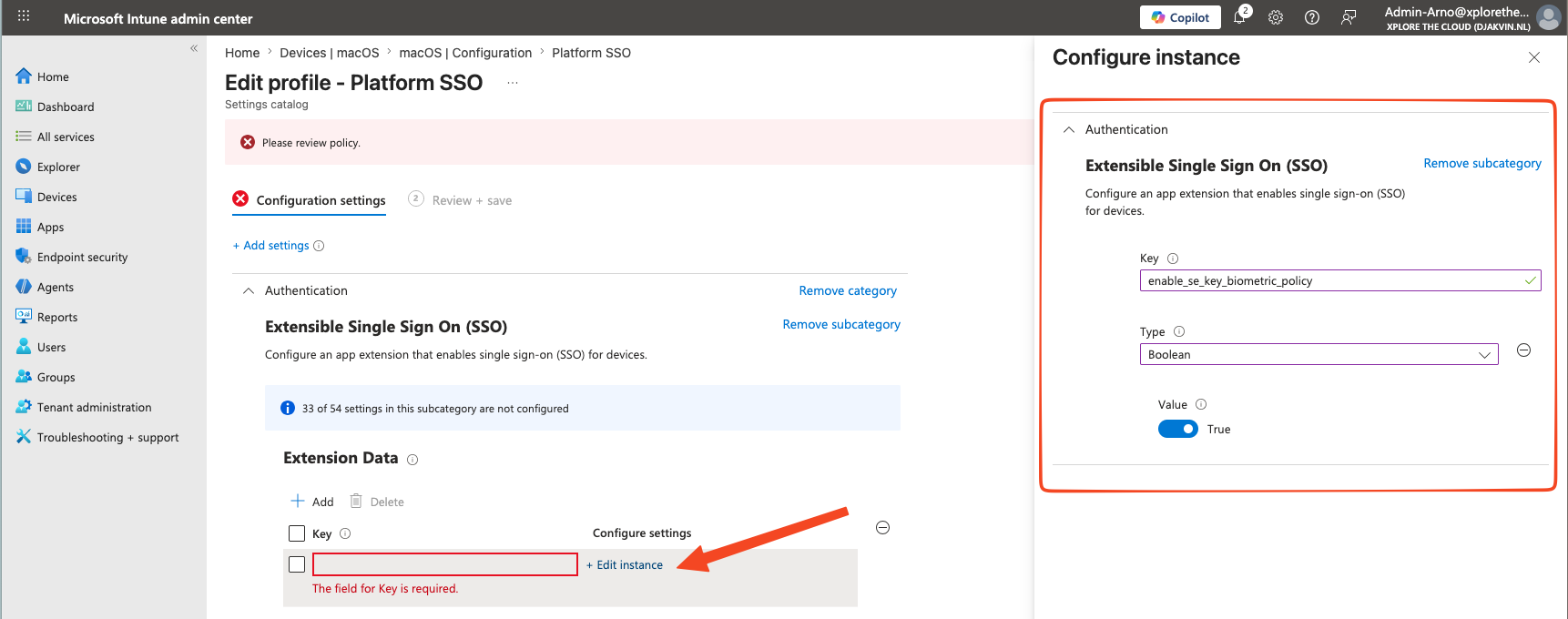Configuration Profile - Extension Data