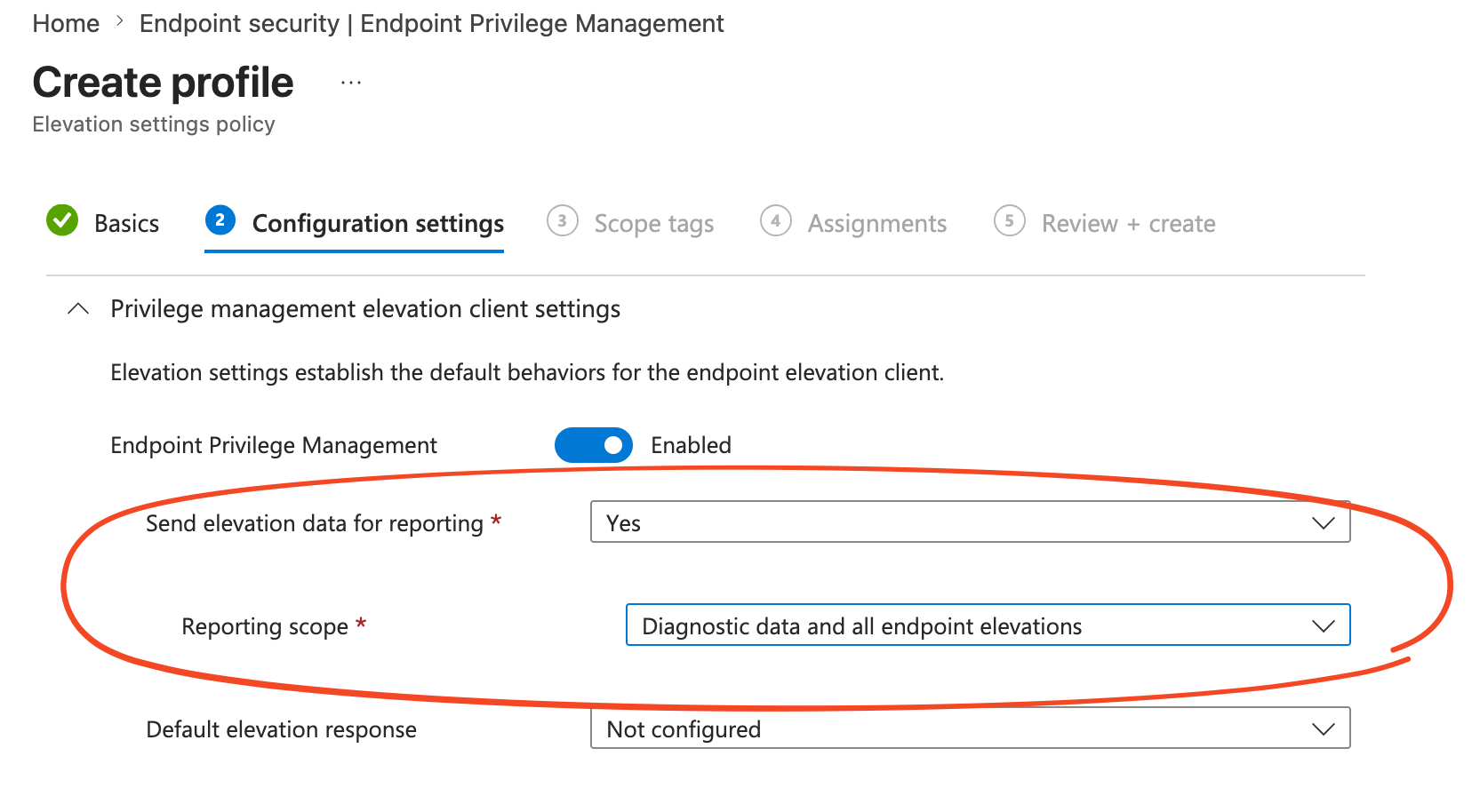 EPM - Diagnostic data for reporting