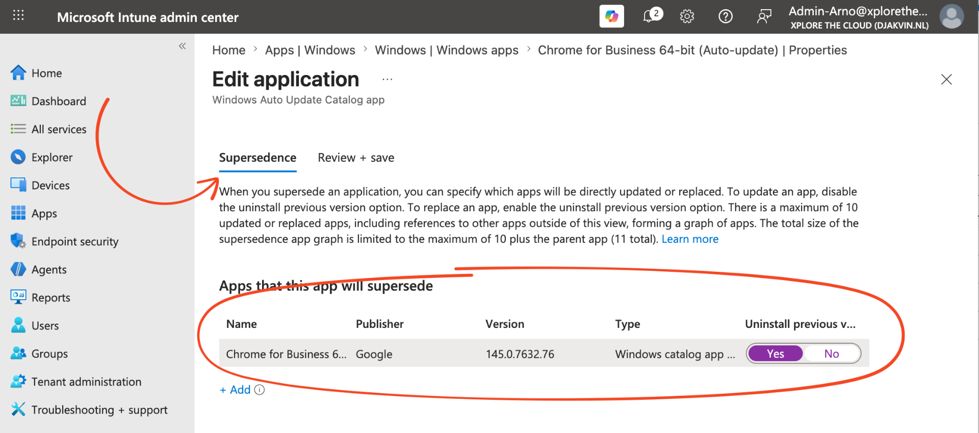 Superseed an existing EAM application