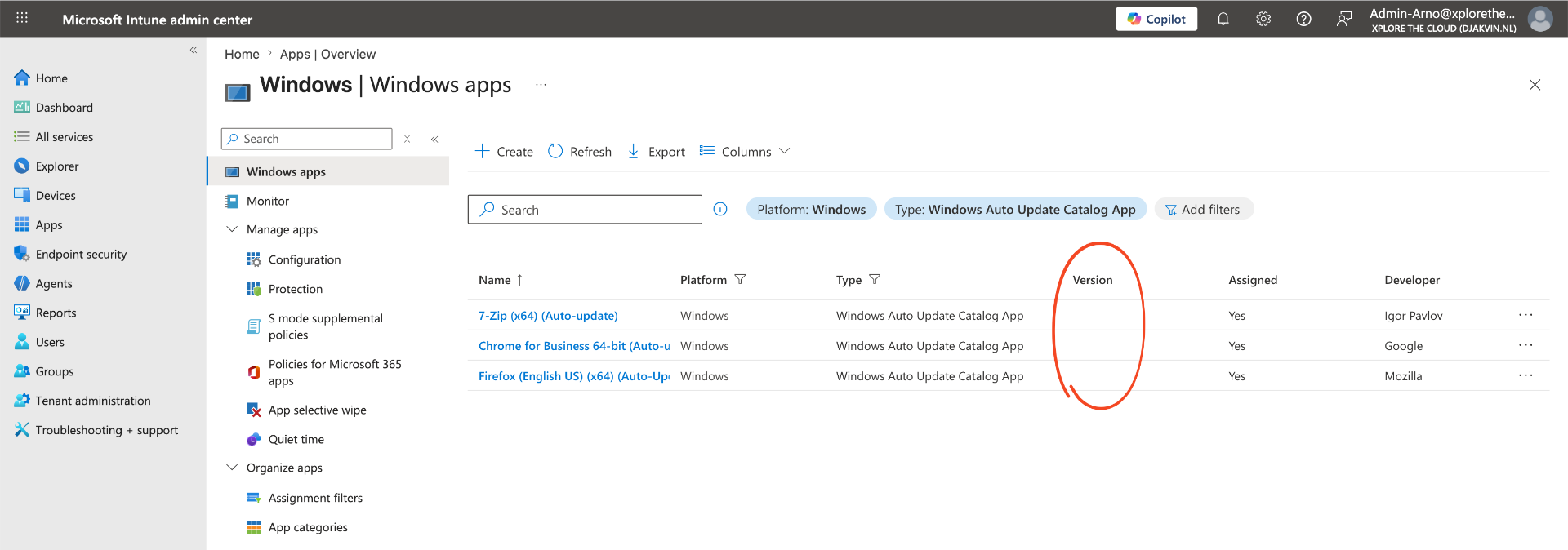 Filter Auto Update Catalog App