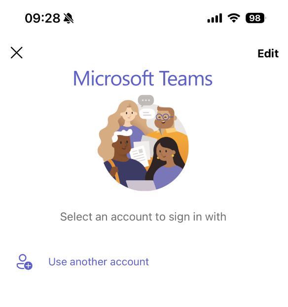 Add account Microsoft Teams app
