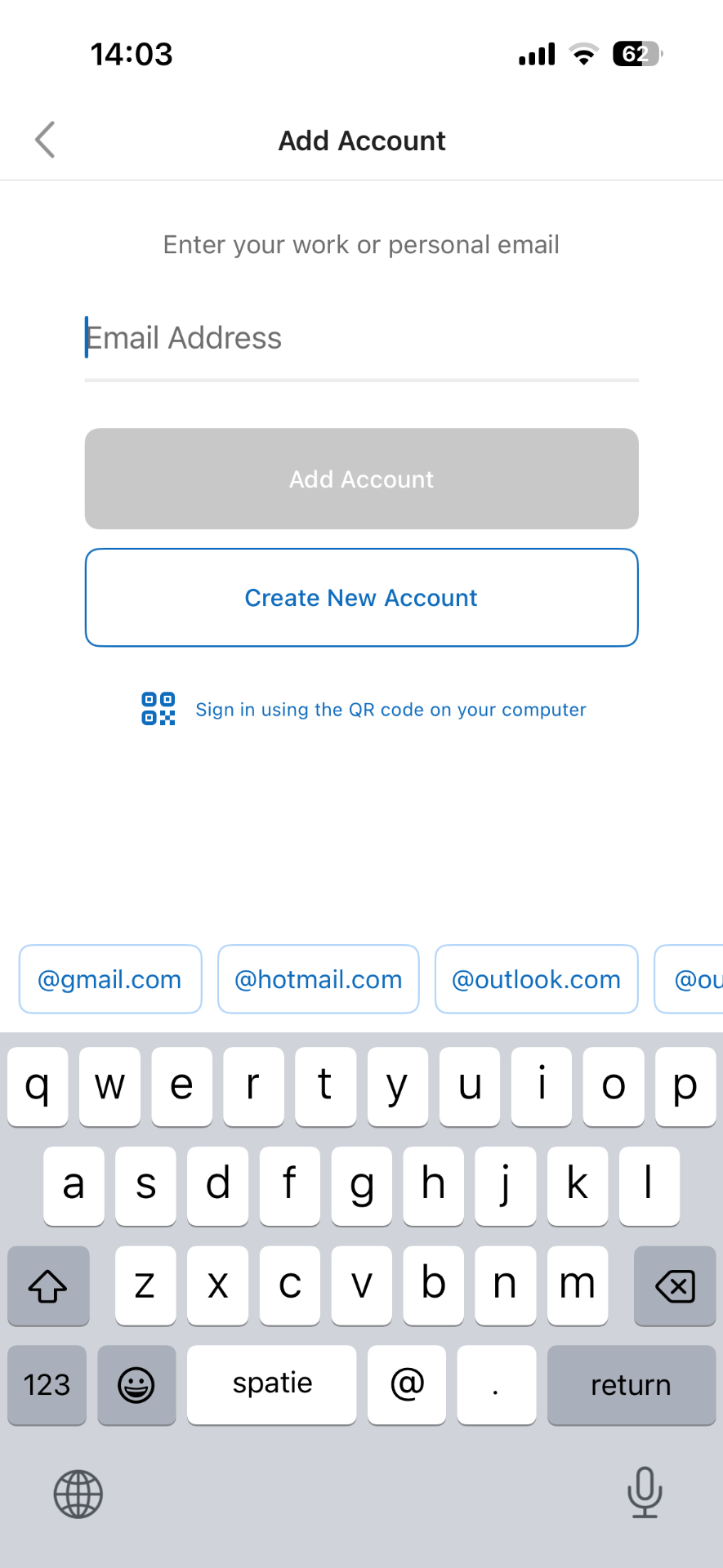 Add account in Outlook